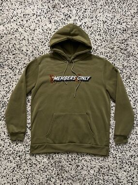 Members Only Teddy Bear Spellout Hoodie Dark Green Pullover Men’s Size XL